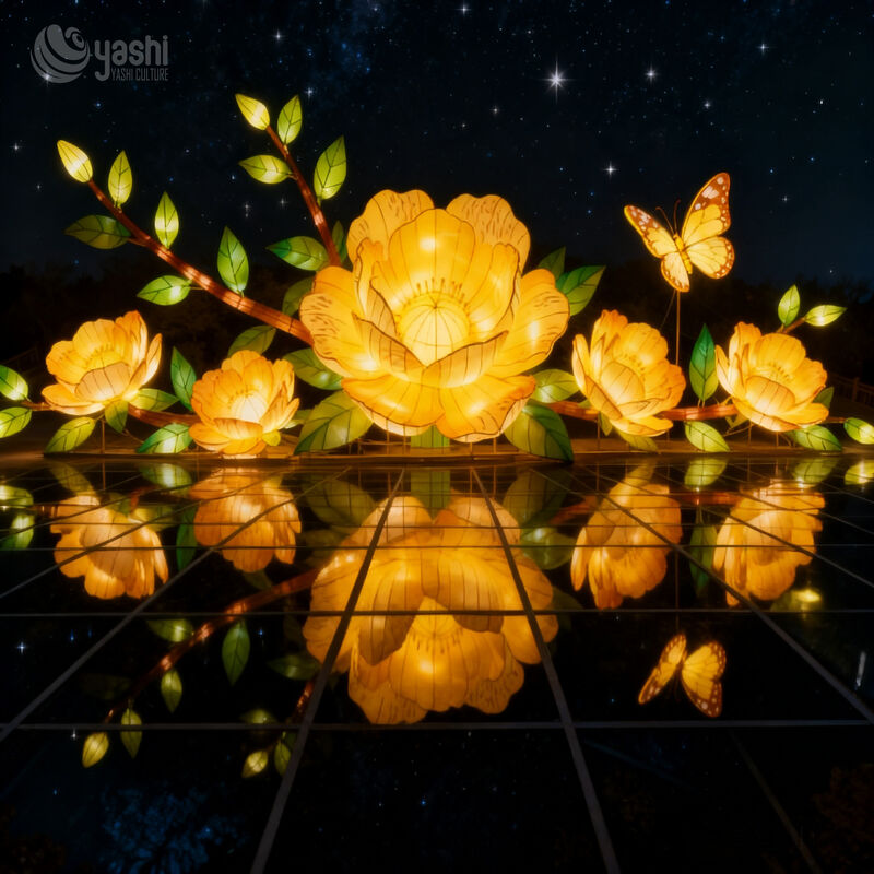 Custom Lotus & Butterfly Lantern Set, Large LED Floral Light Sculpture for Water‑Side Festival Display