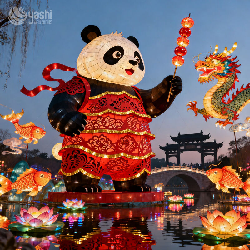 Traditional Chinese Outdoor Lanterns for Spring and Lantern Festivals - Giant Animal Lanterns, Panda Design