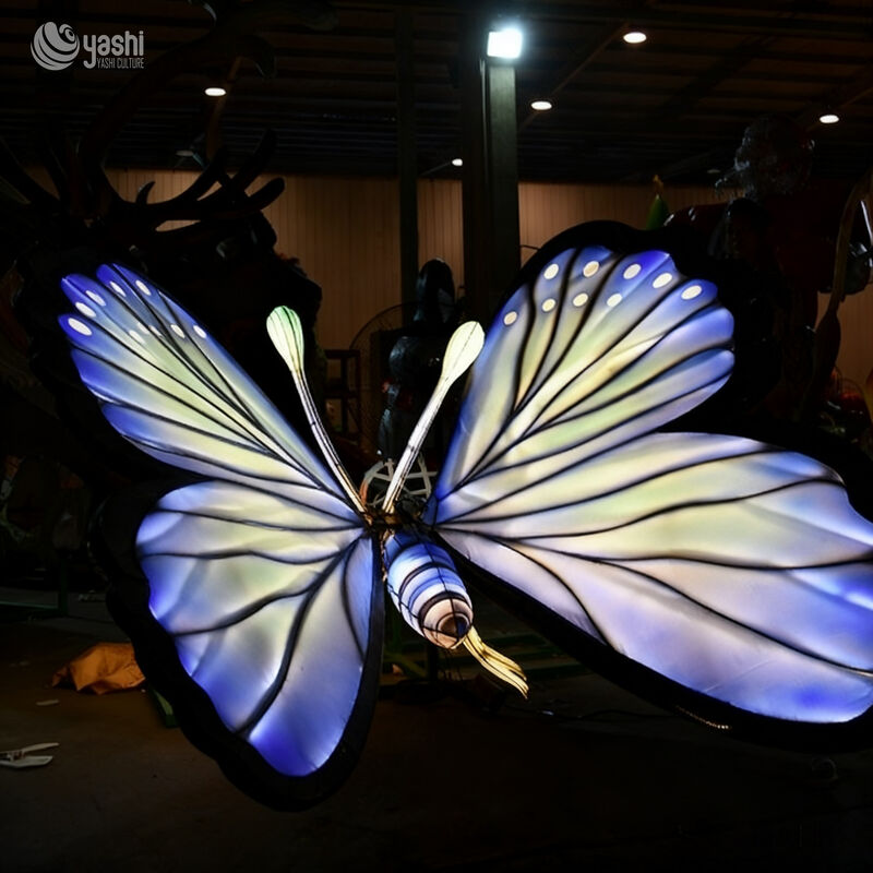 Custom Large Blue Butterfly Lantern, Vivid Insect LED Light Sculpture for Garden Park Light Festival Decoration
