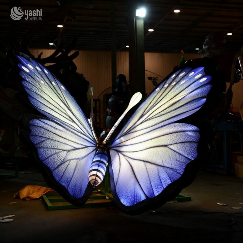 Custom Large Blue Butterfly Lantern, Vivid Insect LED Light Sculpture for Garden Park Light Festival Decoration