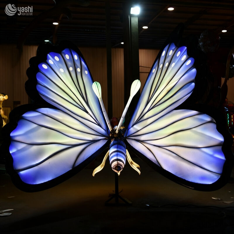 Custom Large Blue Butterfly Lantern, Vivid Insect LED Light Sculpture for Garden Park Light Festival Decoration