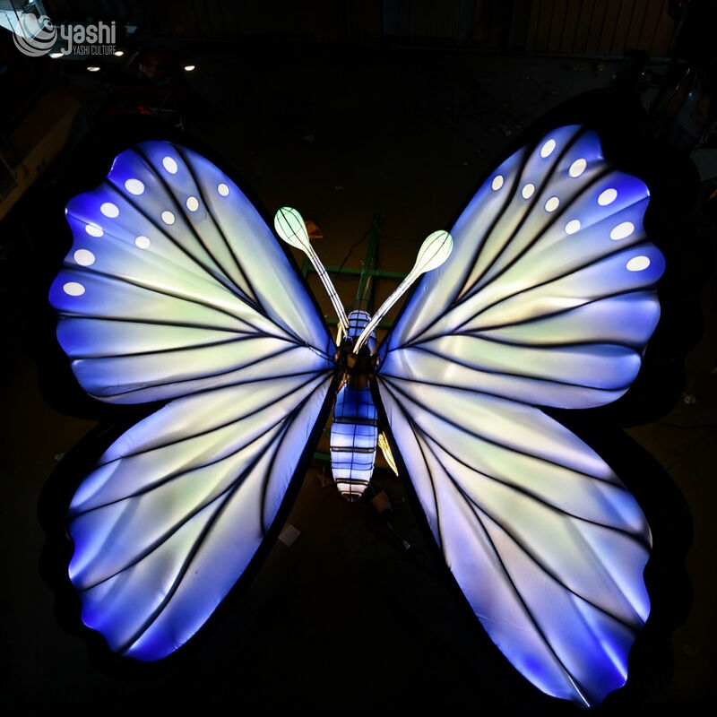 Custom Large Blue Butterfly Lantern, Vivid Insect LED Light Sculpture for Garden Park Light Festival Decoration