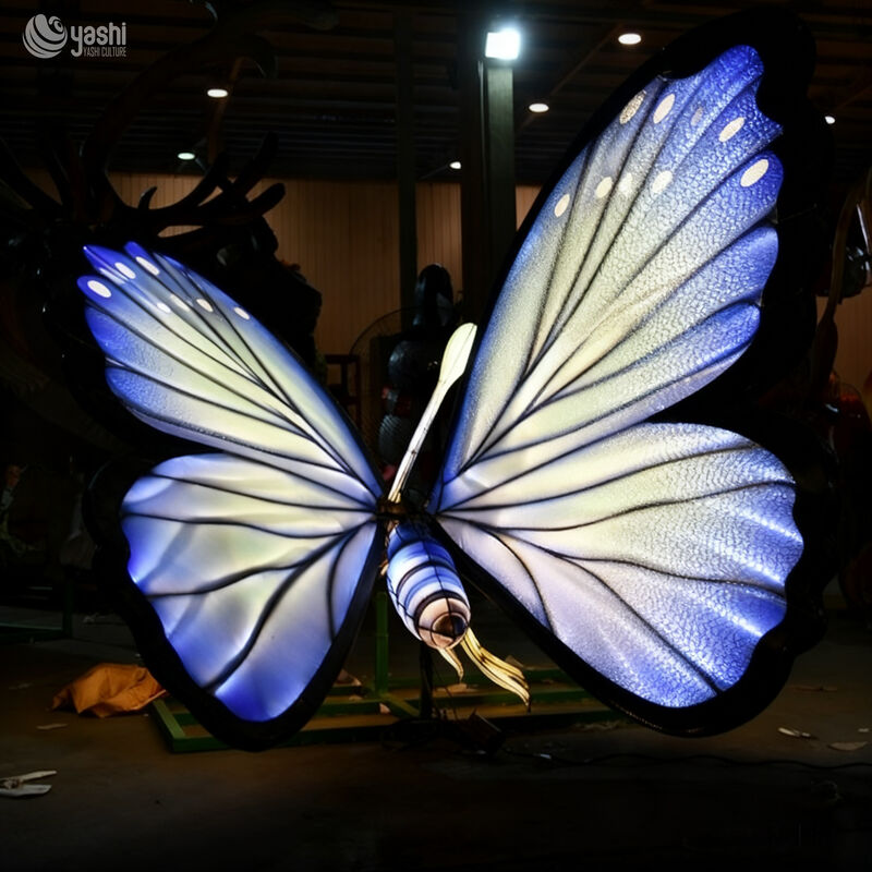 Custom Large Blue Butterfly Lantern, Vivid Insect LED Light Sculpture for Garden Park Light Festival Decoration