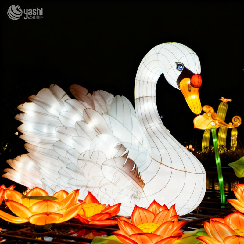 Chinese New Year Lanterns for Zoo Park Decorations, Swan Animal Lanterns for Spring Festival