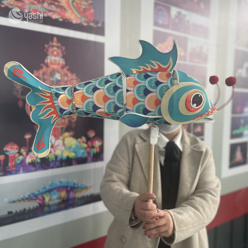 Custom Hand‑Held Chinese Fish Lantern, Traditional Festival Carp Lantern with Stick for Parade & Performance