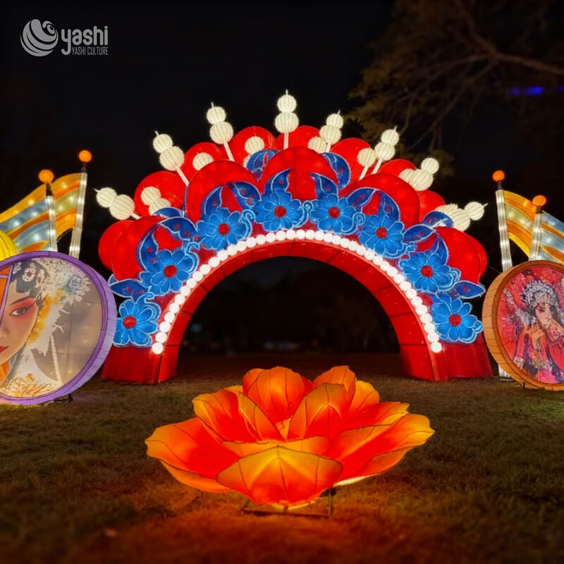 پوشه سر اپرای چینی سفارشی آرچ فانوس، فرهنگ اپرای پکن موضوع LED Walk-Through Light Arch for Scenic Spot & Cultural Lantern Festival