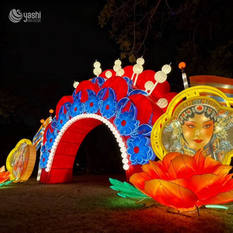 پوشه سر اپرای چینی سفارشی آرچ فانوس، فرهنگ اپرای پکن موضوع LED Walk-Through Light Arch for Scenic Spot & Cultural Lantern Festival
