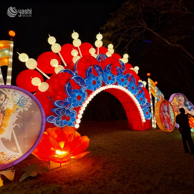 پوشه سر اپرای چینی سفارشی آرچ فانوس، فرهنگ اپرای پکن موضوع LED Walk-Through Light Arch for Scenic Spot & Cultural Lantern Festival