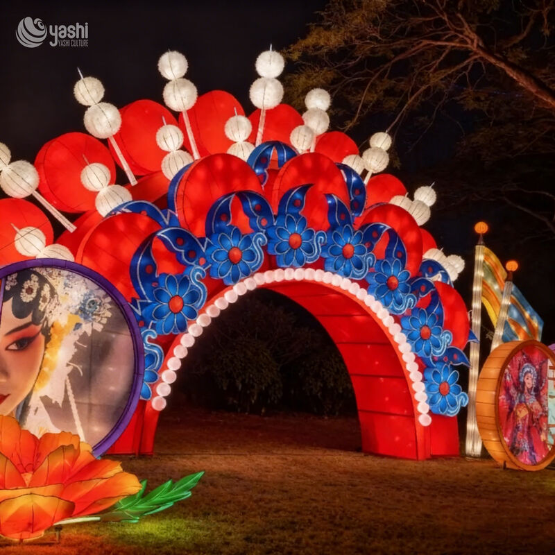 پوشه سر اپرای چینی سفارشی آرچ فانوس، فرهنگ اپرای پکن موضوع LED Walk-Through Light Arch for Scenic Spot & Cultural Lantern Festival