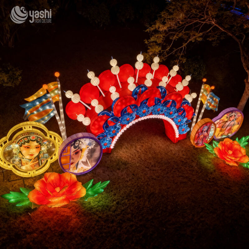 پوشه سر اپرای چینی سفارشی آرچ فانوس، فرهنگ اپرای پکن موضوع LED Walk-Through Light Arch for Scenic Spot & Cultural Lantern Festival