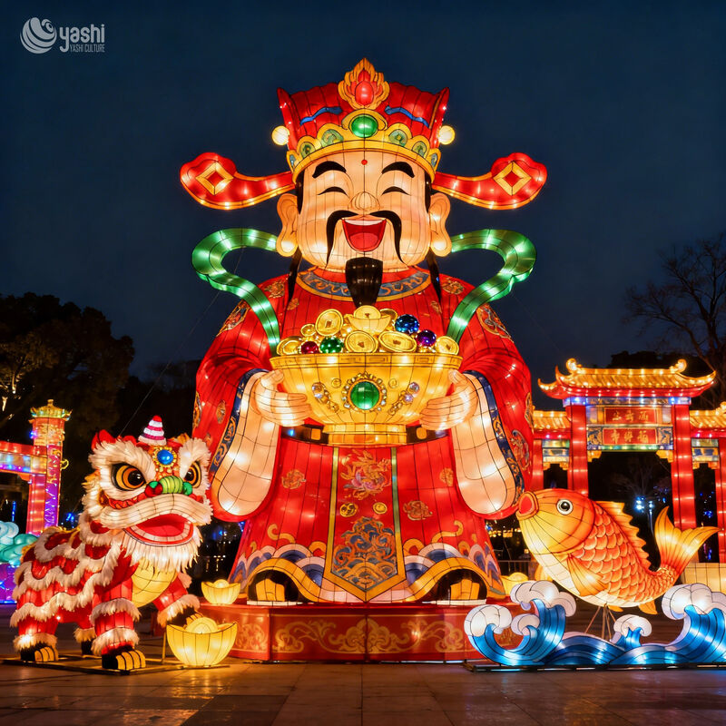 Lanternas gigantes ao ar livre para o Ano Novo Chinês e o Festival de Lanternas - Deus da Riqueza Lanternas para decorações festivas