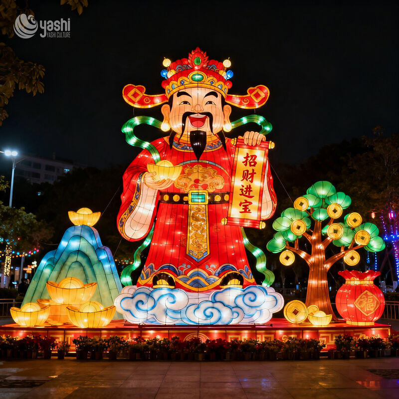Large-Scale Lantern Exhibition Decorations: Chinese New Year Lanterns and God of Wealth Sculptures