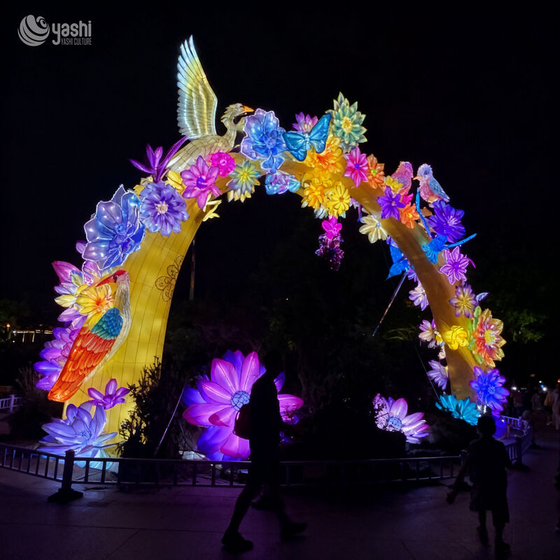 Custom Flower Bird & Butterfly Arch Lantern, Large Walk‑Through Floral Animal LED Light Arch Installation for Park, Garden & Lantern Festival