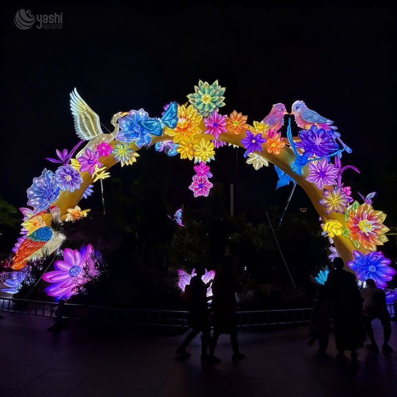 Custom Flower Bird & Butterfly Arch Lantern, Large Walk‑Through Floral Animal LED Light Arch Installation for Park, Garden & Lantern Festival