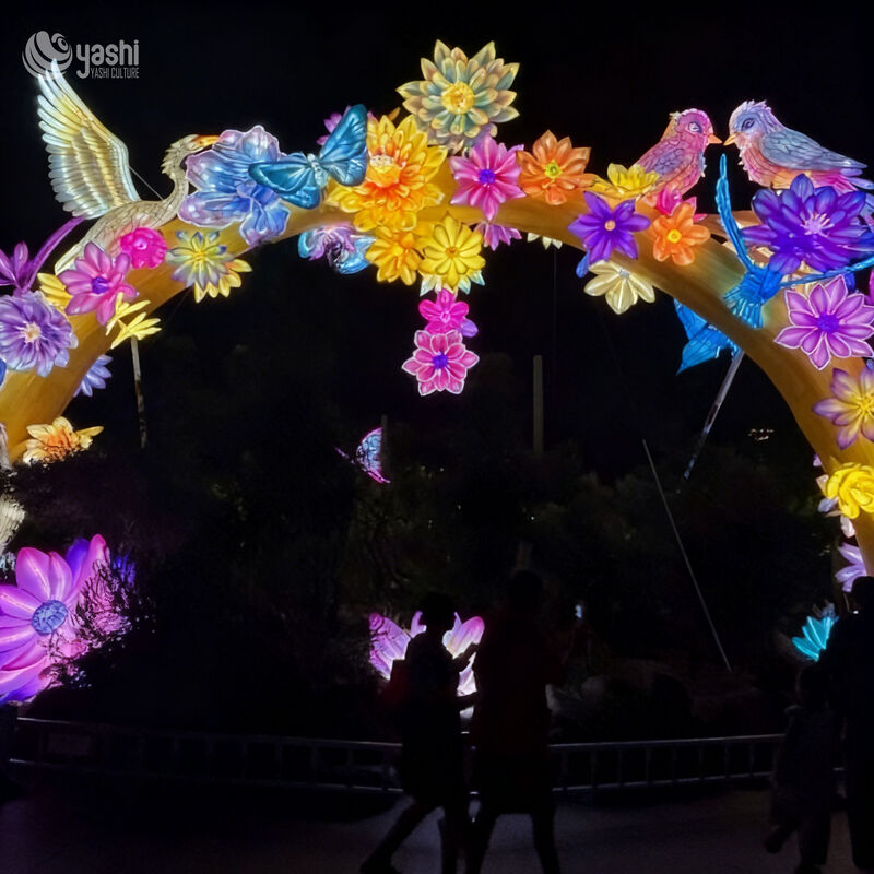 Custom Flower Bird & Butterfly Arch Lantern, Large Walk‑Through Floral Animal LED Light Arch Installation for Park, Garden & Lantern Festival