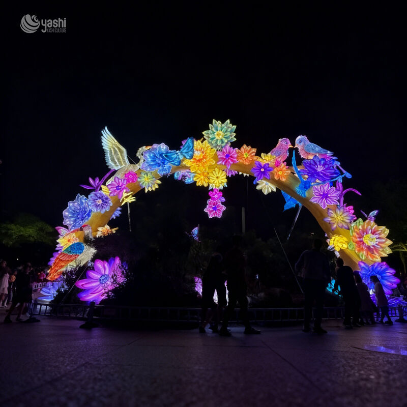 Custom Flower Bird & Butterfly Arch Lantern, Large Walk‑Through Floral Animal LED Light Arch Installation for Park, Garden & Lantern Festival