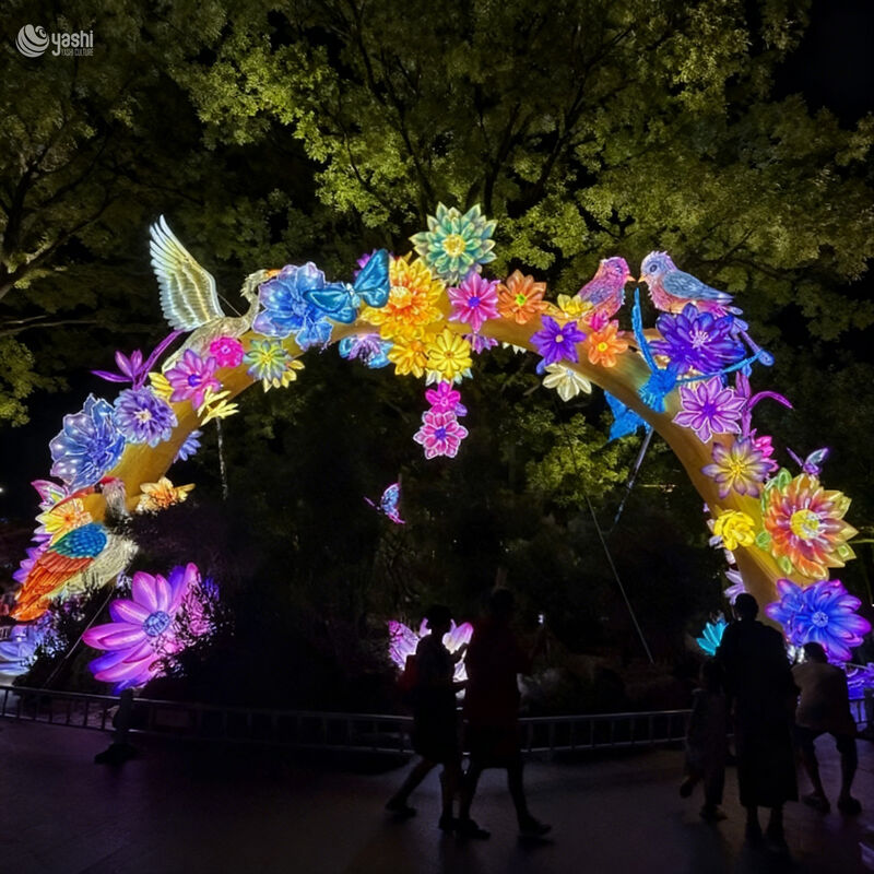 Custom Flower Bird & Butterfly Arch Lantern, Large Walk‑Through Floral Animal LED Light Arch Installation for Park, Garden & Lantern Festival