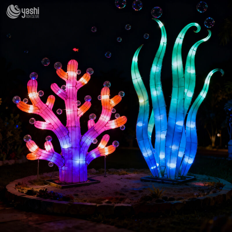Ocean Theme Lantern Decorations Coral Seaweed LED String Lights for Chinese New Year Outdoor Decor
