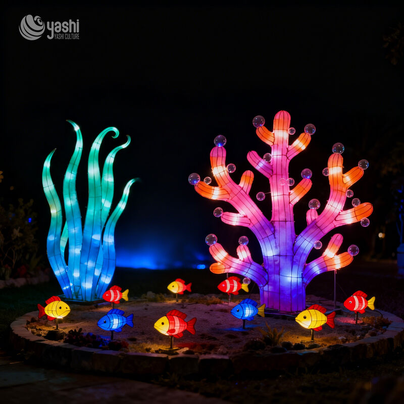 Custom Underwater Coral & Seaweed LED Lantern Set, Ocean‑Theme Marine Plant Light Sculpture for Aquatic Light Festival