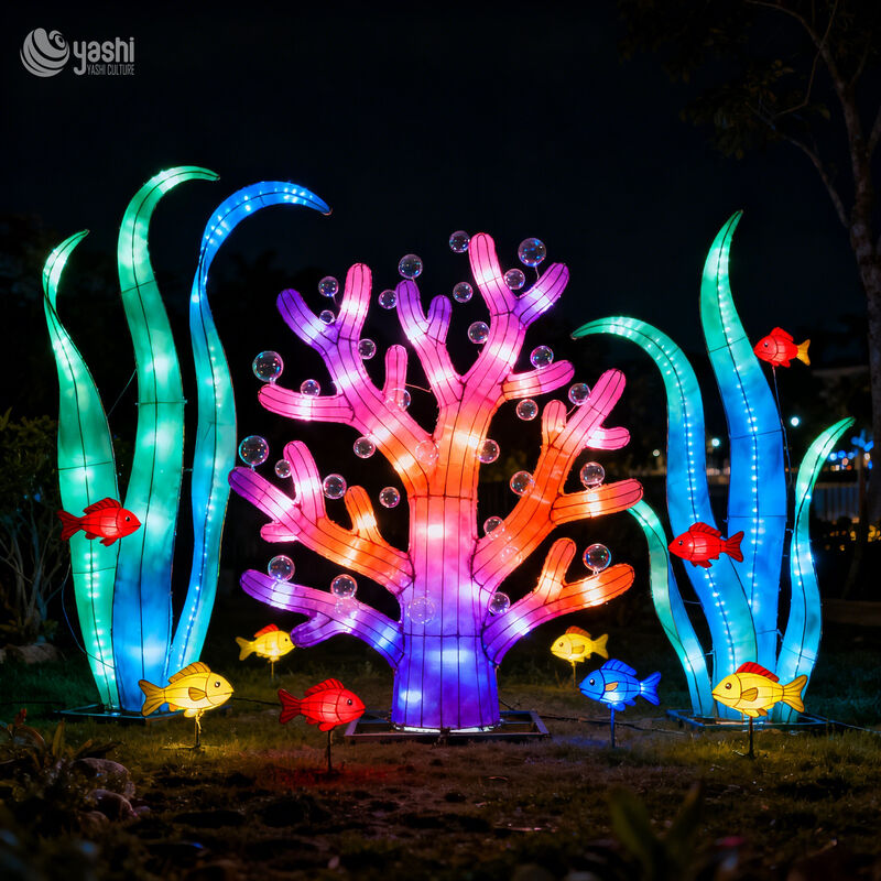 Custom Underwater Coral & Seaweed LED Lantern Set, Ocean‑Theme Marine Plant Light Sculpture for Aquatic Light Festival