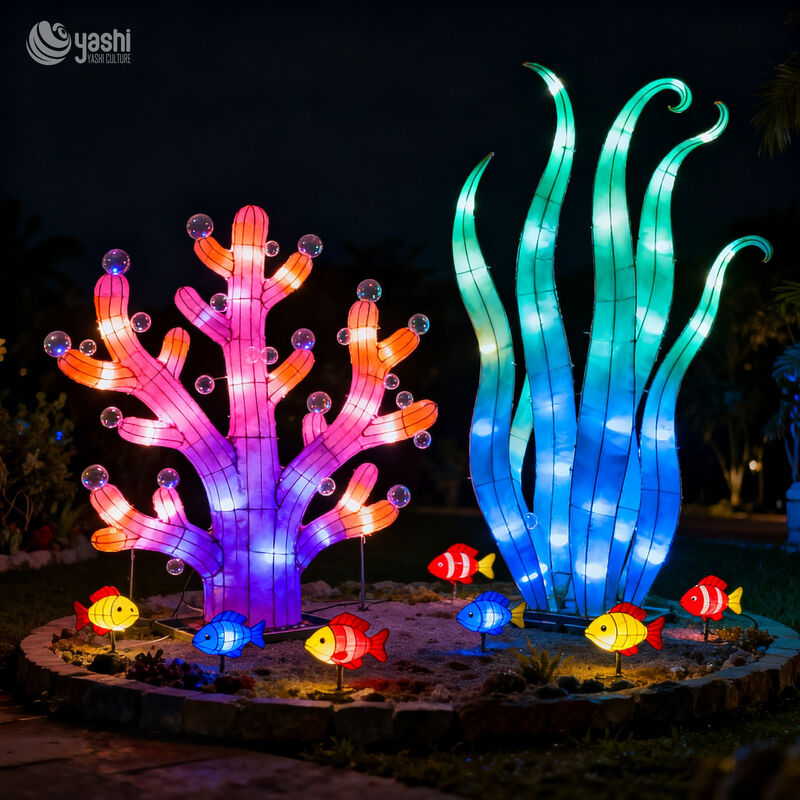 Ocean Theme Lantern Decorations Coral Seaweed LED String Lights for Chinese New Year Outdoor Decor