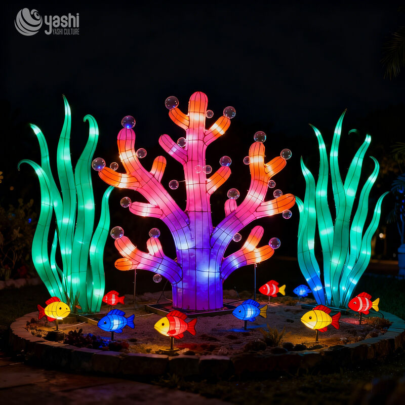 Ocean Theme Lantern Decorations Coral Seaweed LED String Lights for Chinese New Year Outdoor Decor