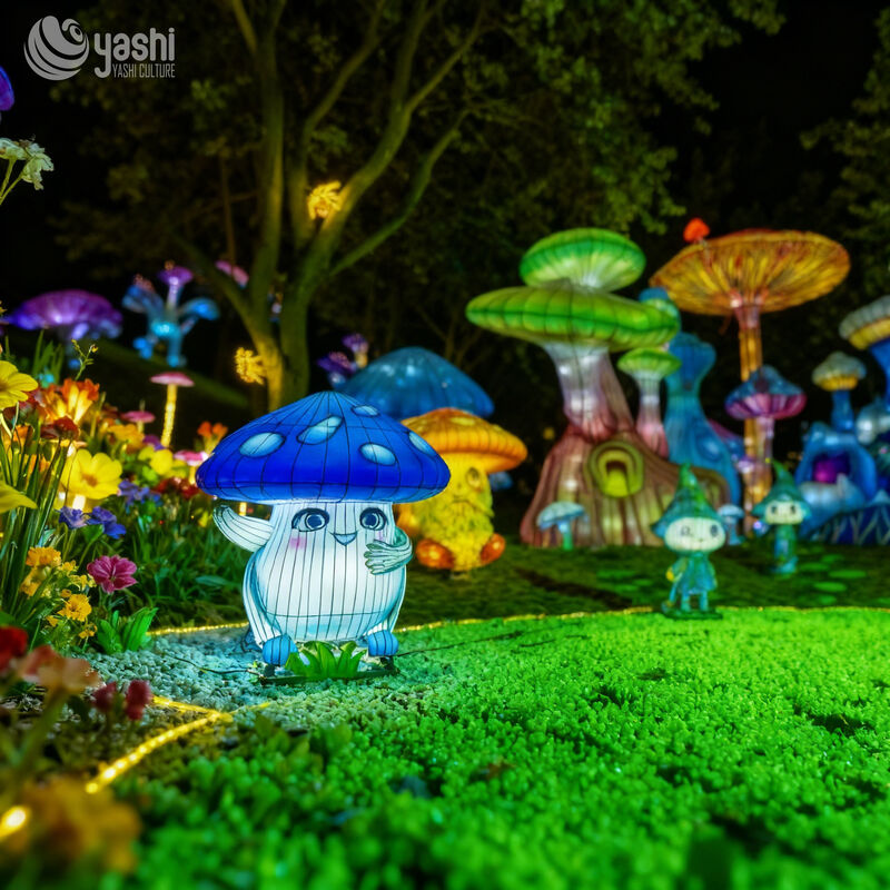 Phong cách Phantasy Mushroom Forest Đèn đèn LED cài đặt, Nhân vật truyện tranh truyện cổ tích điêu khắc ánh sáng cho lễ hội ánh sáng chủ đề gia đình