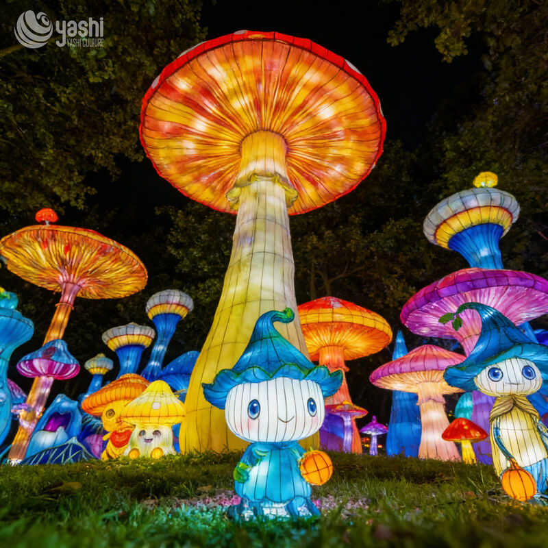 Phong cách Phantasy Mushroom Forest Đèn đèn LED cài đặt, Nhân vật truyện tranh truyện cổ tích điêu khắc ánh sáng cho lễ hội ánh sáng chủ đề gia đình