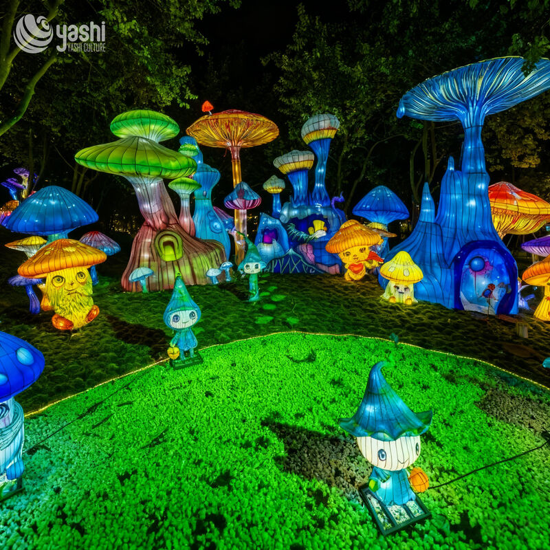 Phong cách Phantasy Mushroom Forest Đèn đèn LED cài đặt, Nhân vật truyện tranh truyện cổ tích điêu khắc ánh sáng cho lễ hội ánh sáng chủ đề gia đình