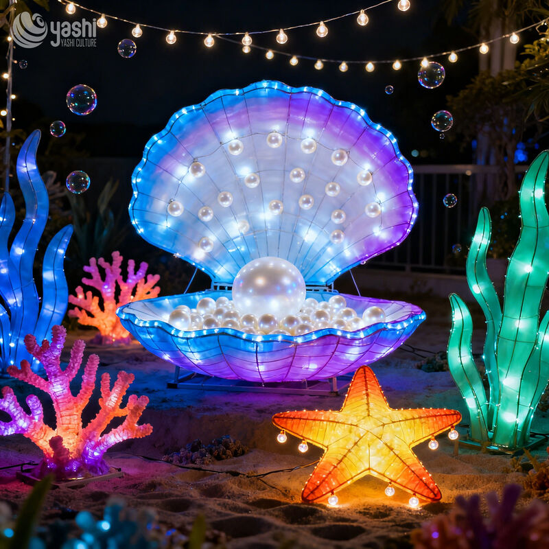 Ocean Theme Lantern Festival with Shell Lanterns and Starfish Lights for Lunar New Year