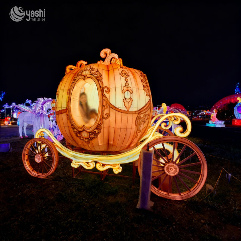 Custom Photo‑Op Pumpkin Carriage Lantern, Cinderella Pegasus Horse‑Drawn Carriage LED Light Sculpture