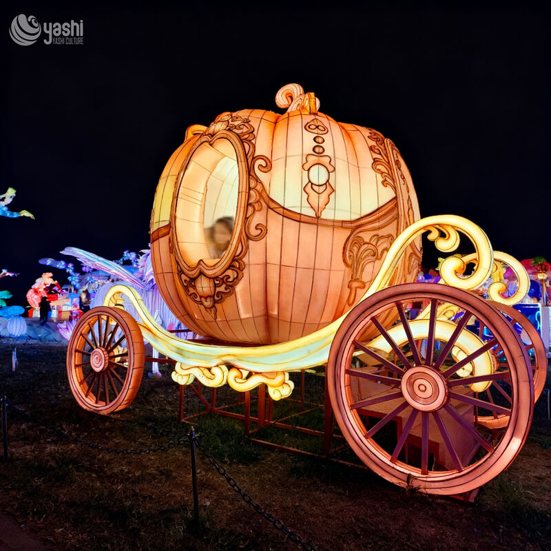 Custom Photo‑Op Pumpkin Carriage Lantern, Cinderella Pegasus Horse‑Drawn Carriage LED Light Sculpture