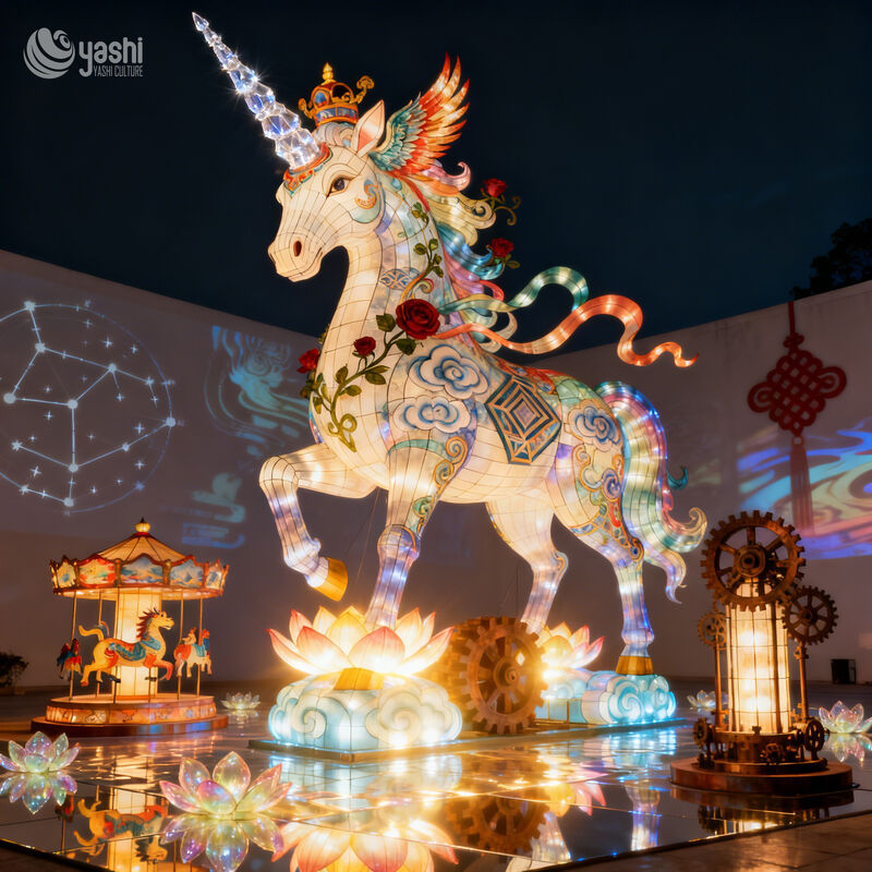 Chinese Style Horse Year Lantern - Outdoor Waterproof LED Unicorn Spring Festival Lantern