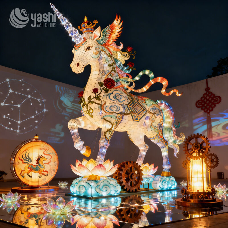Chinese Style Horse Year Lantern - Outdoor Waterproof LED Unicorn Spring Festival Lantern