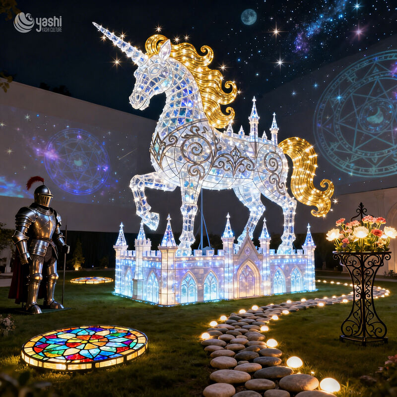 Chinese Style Horse Year Lantern - Outdoor Waterproof LED Unicorn Spring Festival Lantern