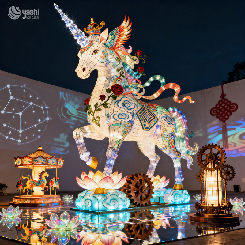Chinese Style Horse Year Lantern - Outdoor Waterproof LED Unicorn Spring Festival Lantern