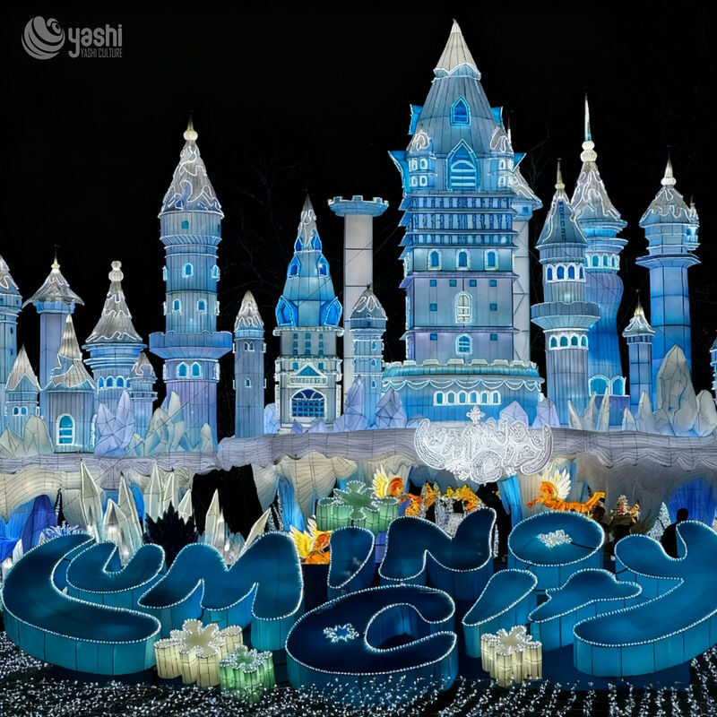 Large Fantasy Ice Castle Theme Light Show for New Year and Christmas Outdoor Decorations
