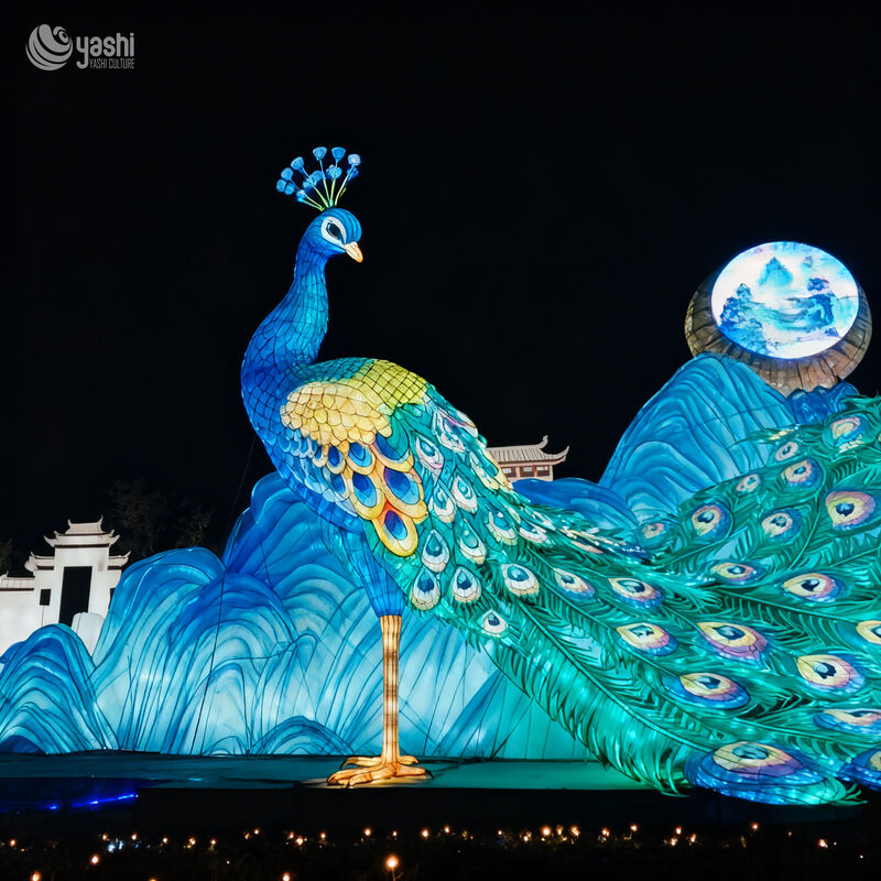 Chinese Traditional Festival Lantern Outdoor Waterproof Peacock Lantern Zoo Park Decoration