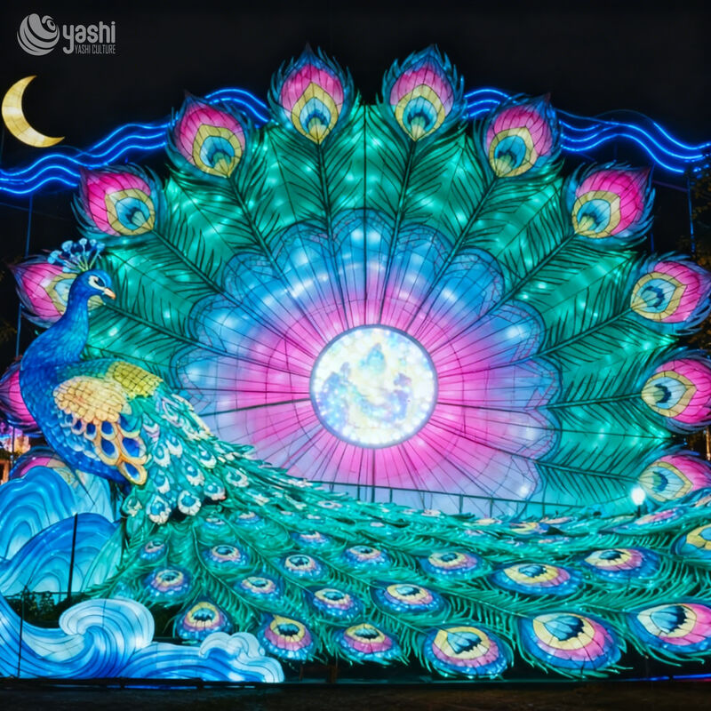 Chinese Traditional Festival Lantern Outdoor Waterproof Peacock Lantern Zoo Park Decoration