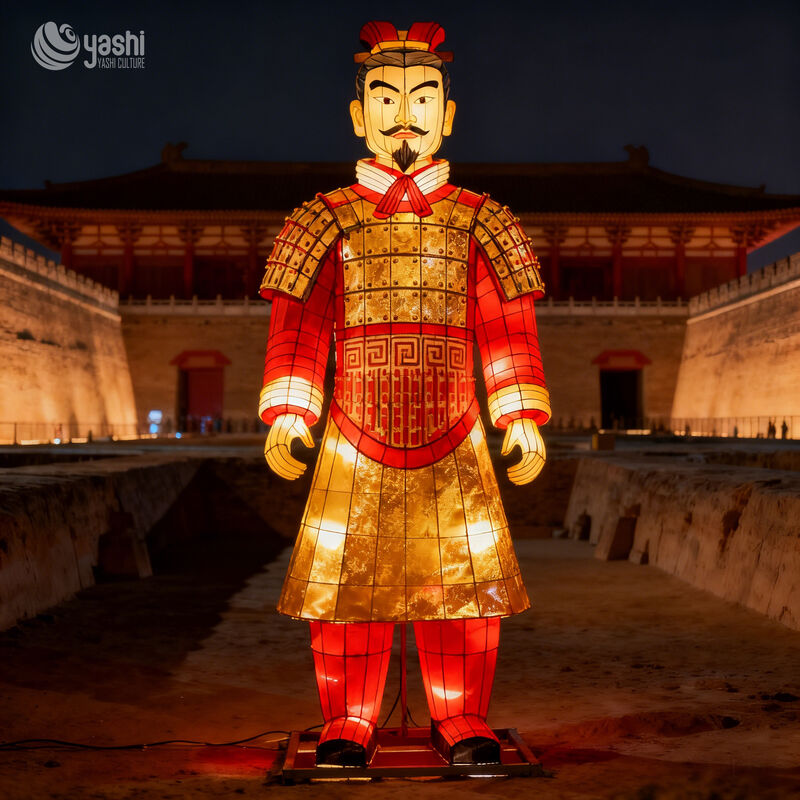 Terracotta Warrior Lantern Sculpture - Ideal for Museum, Science Museum, and Cultural Exhibitions