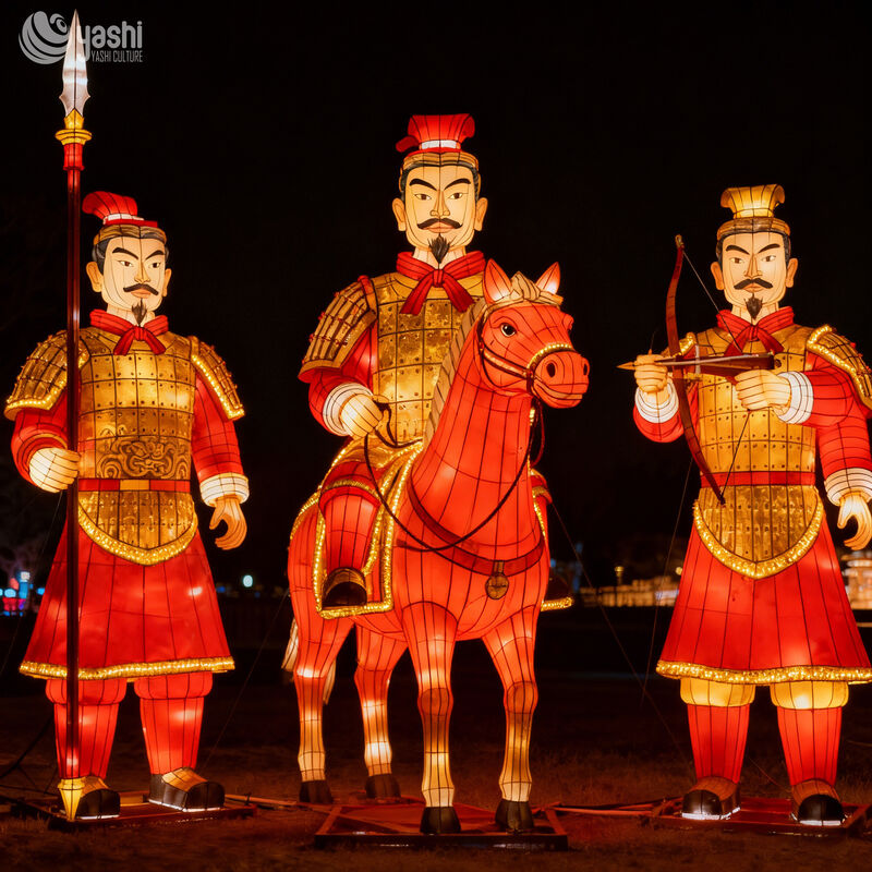 Chinese Cultural Figurine Sculptures Terracotta Warriors Lanterns for New Year Festival Theme Party Decoration