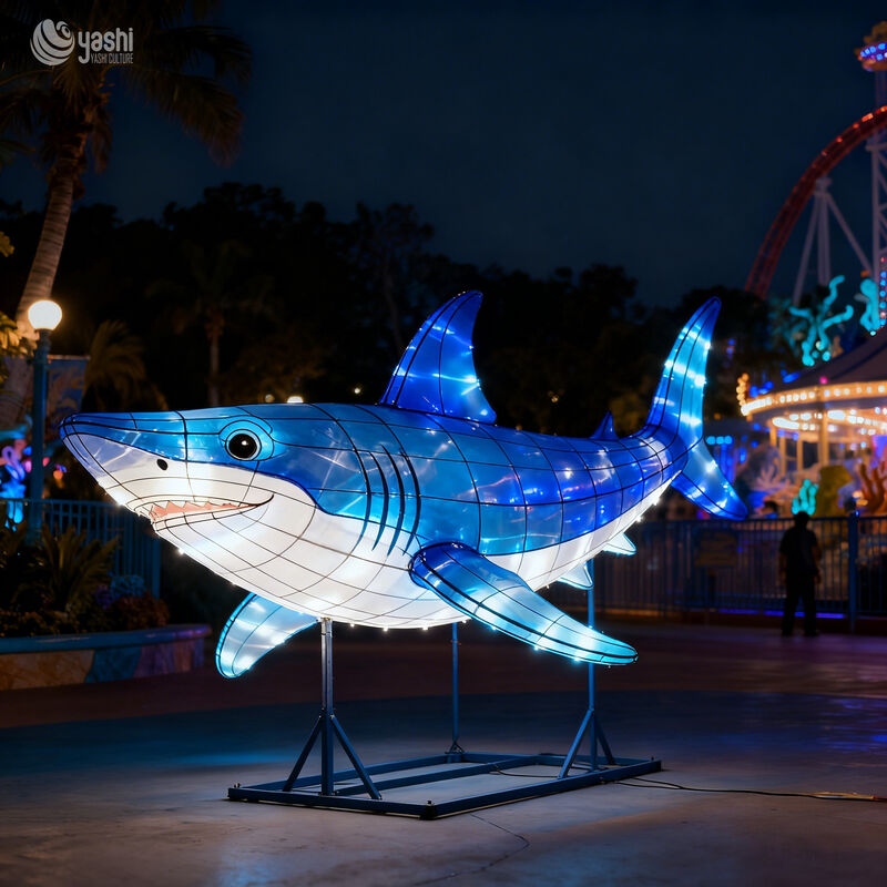 Custom Large Shark LED Lantern, Realistic Marine Animal Light Sculpture for Aquarium & Ocean Theme Light Festival