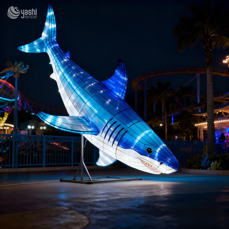 Custom Large Shark LED Lantern, Realistic Marine Animal Light Sculpture for Aquarium & Ocean Theme Light Festival