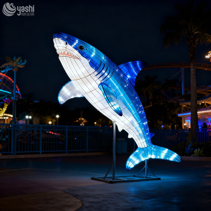 Custom Large Shark LED Lantern, Realistic Marine Animal Light Sculpture for Aquarium & Ocean Theme Light Festival