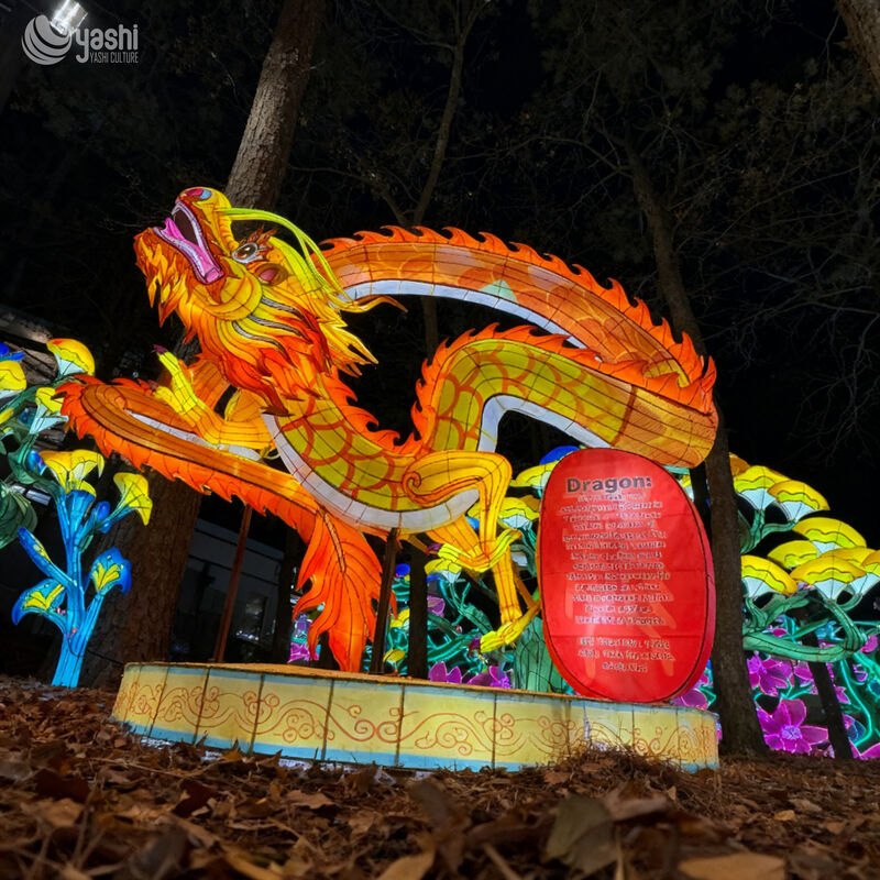 Custom Vivid Coiled Chinese Dragon Zigong Lantern, Traditional Oriental Dragon LED Light Sculpture with Display Base, Waterproof Outdoor Festival Light Installation