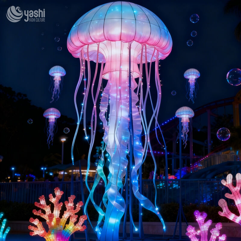 Custom Jellyfish Lantern Set | Color‑Changing Ocean Theme LED Light Sculpture for Outdoor Light Exhibition