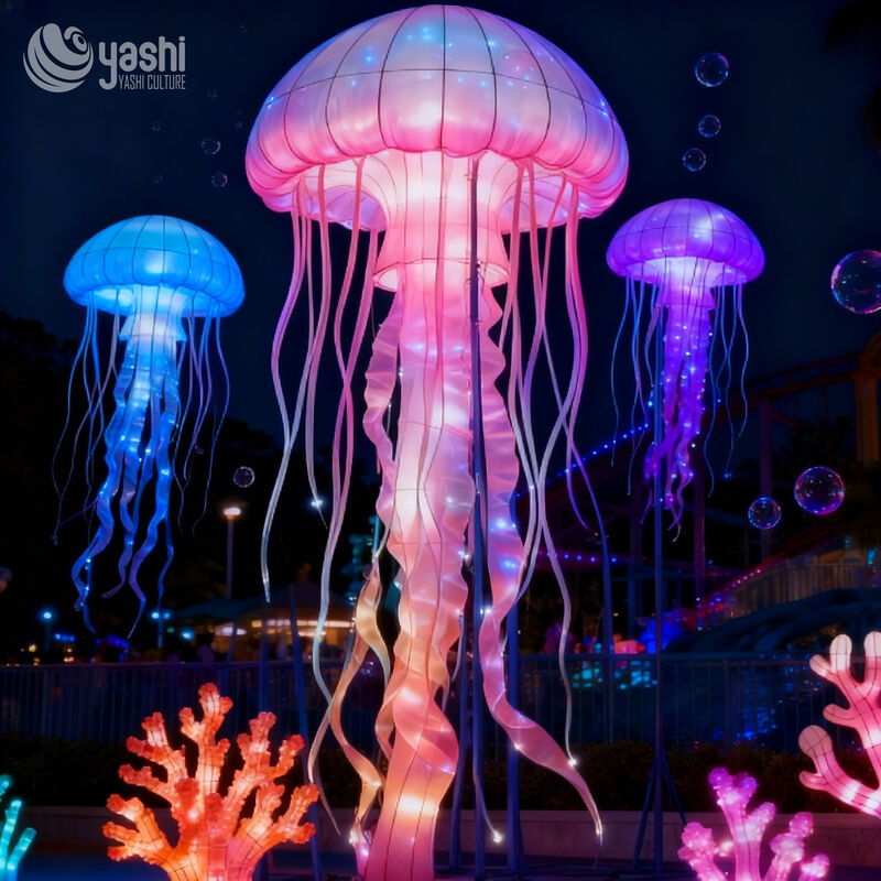 Custom Jellyfish Lantern Set | Color‑Changing Ocean Theme LED Light Sculpture for Outdoor Light Exhibition