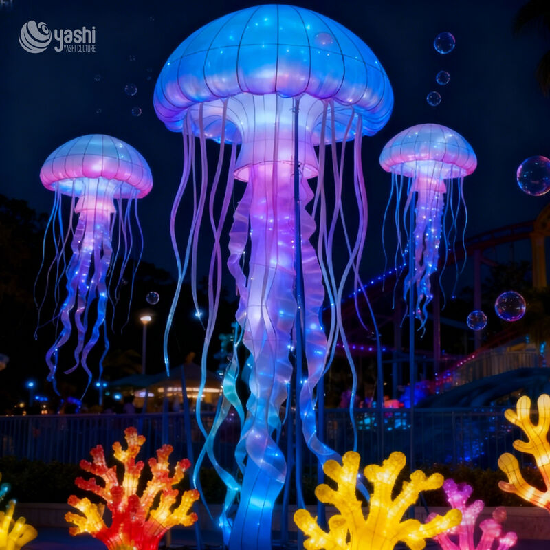 Custom Jellyfish Lantern Set | Color‑Changing Ocean Theme LED Light Sculpture for Outdoor Light Exhibition