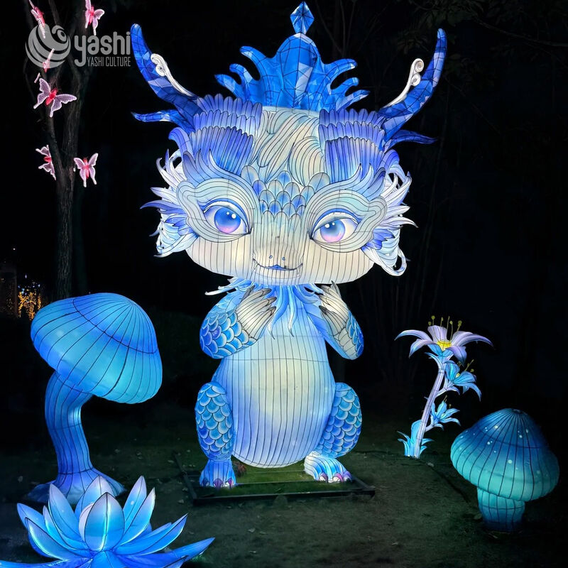 Custom LED Cartoon Dragon Lantern for Zoo and Park Theme Light Shows