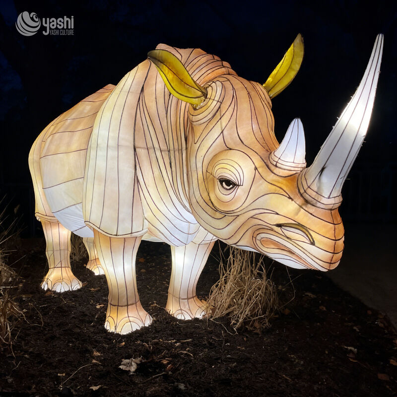 Custom Realistic Rhinoceros LED Lantern, Wild Animal Light Sculpture for Zoo & Theme Park Light Show